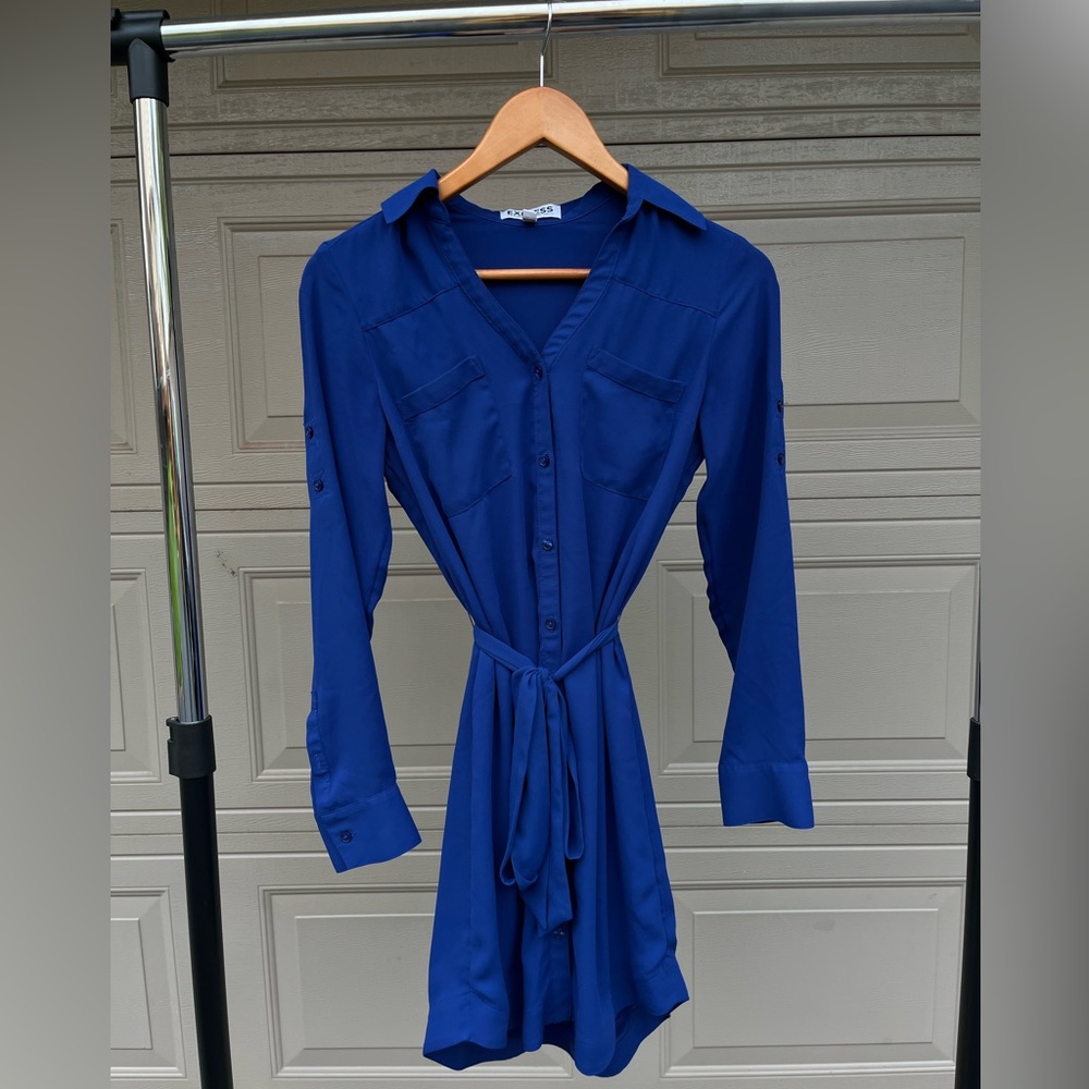 Express Blue Portofino Shirtdress‎